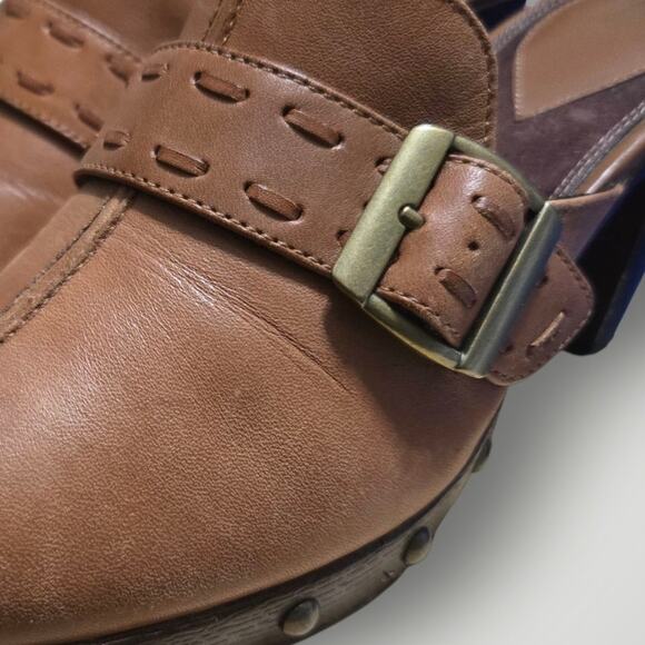 LifeStride Soft System Brown Leather Buckle Clog Mules | Comfort Shoes 7.5 - Picture 9 of 10